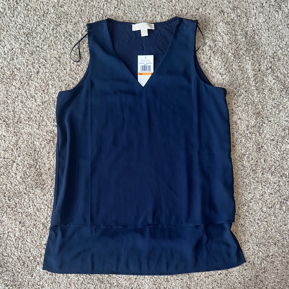 Michael Kors Blue Tank Top with V-Neckline NWT